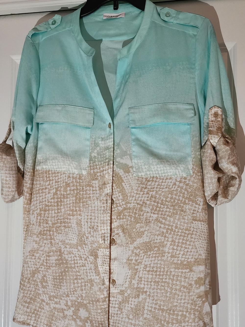 Calvin Klein Mint to Beige Ombre Blouse